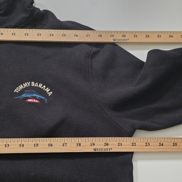 Tommy Bahama Polo Sweater Mens M Black LS 1/4 Zip Mock Neck Marlin Embroidery - Picture 5 of 15